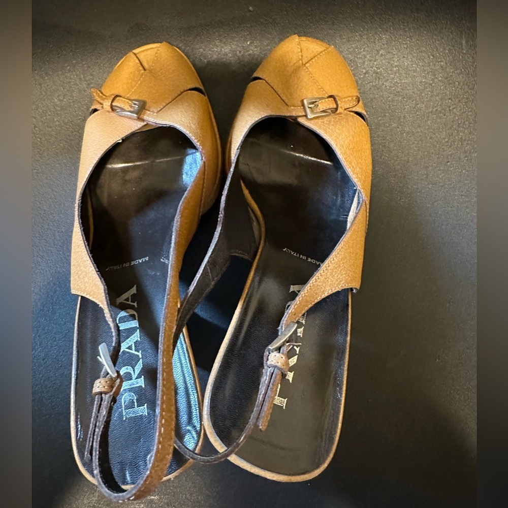 Women’s Prada Camel Open Toe Shoes - Picture 2 of 4